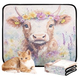 Zhirexin Watercolor Cow Washable Pee Pads for Dogs,Absorbent Reusable Puppy Pads Pet Training Pads for Whelping, Playpen, Crate, Bed M+L