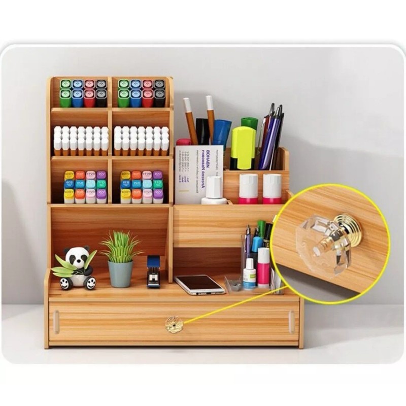 Homheal Organizador De Escritorio Madera Oficina Con Cajonera
