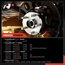 A-Premium Front Wheel Bearing and Hub Assembly with ABS & 8-Lug Compatible with Chevy & GMC & Hummer - 2007-2013 - Silverado 2500HD/3500HD, Sierra 2500HD/3500HD, Suburban 2500, SRW