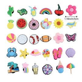 30Pcs Small Charms for Bogg Bag, Insert Cute Summer Style Bag Charms Decoration for DIY Rubber Beach Tote with 10mm-15mm Hole