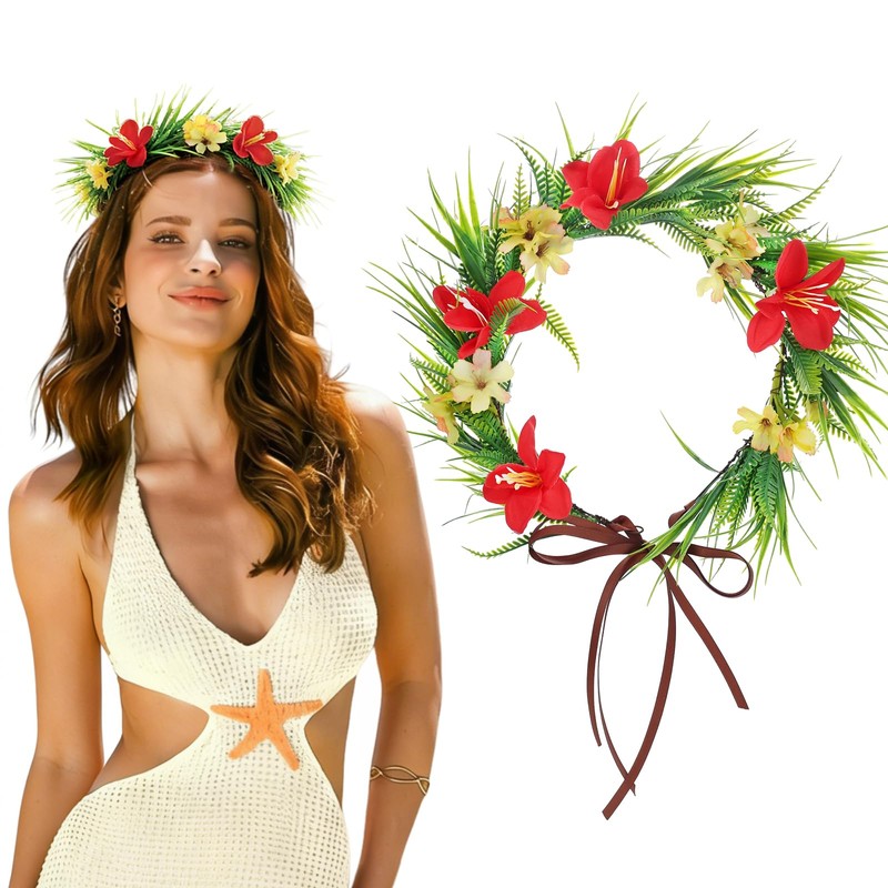 Hawaiian Flower Crown Flower Headband Tropical Floral Crown Headpiece