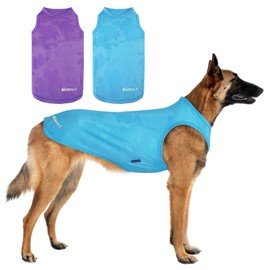 Kickred 2 Pack Dog Shirts, Breathable Dog Clothes, Camouflage Printing Pet Sleeveless Vest, Stretchy Tank Top T-Shirts for Large Medium Dogs, Light Blue+Purplish Red (2XL)