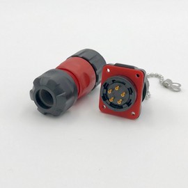 CNLINKO 5 Pin Power Industrial Circular Connector, Male Plug & Female Panel Mount Receptacles Socket Jack, Outdoor Waterproof IP67, AC DC