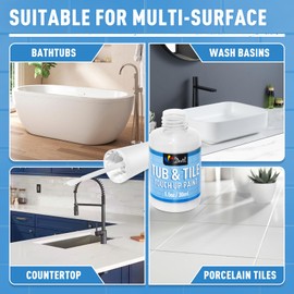 DWIL Tub and Tile Paint, White Touch Up Paint for Porcelain, Scratches, Cracks and Spots on Tile, Porcelain Repair Kit for Bathtub, Sinks, Enamel and Toilets, 1.5 Fl Oz(White)