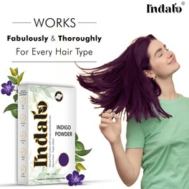 Indalo Natural Indigo (Indigofera Tinctoria) Hair Colour Powder, No Ammonia, No PPD, No Paraben, Conditioning Hair Growth & Anti-Dandruff for Hair Colour for Men & Women 100gm