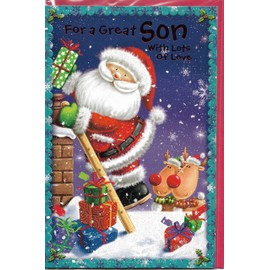 Simon Elvin Christmas for Son 15 x 23 Cm For a Great Son With Lots of Love Cute Santa Claus