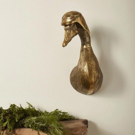 gresonic 3D head Wall Mount Ornament, Animal Heads for Wall Art Hanging Sculptures, Small Metal Wall Resin Art Wall Decor Ornament Waterproof Bronzed Resin Decorations for Home (duck head)