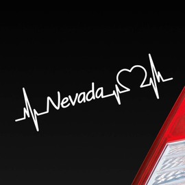 Car Sticker in Your Choice of Colour Nevada Heart Pulse State USA Sticker Love Approx. 19 x 5 cm