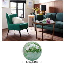 ZningEsxi 2 Pieces Decorative Glass Orbs 2.6 Inch Mosaic Crackl Solid Sphere Ball Table Centerpiece Balls Bowls Vases Christmas Decorative(Green)