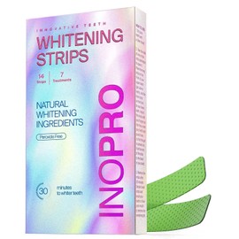 InoPro Teeth Whitening Strips 7 Treatments Kit - Sensitive Teeth Whitener Peroxide F...