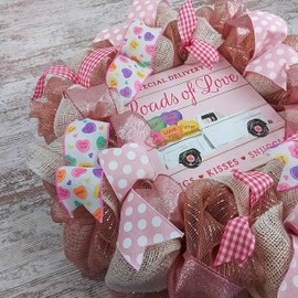 Conversation Heart Valentine's Day Wreath - Valentines Loads of Love Decoration - Floral Decor - Rose Gold Pink White