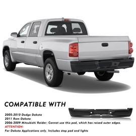 TUSDAR Rear Bumper Replacement for 2005-2011 Dodge Dakota | 2011 Ram Dakota | 2006-2009 Mitsubishi Raider Back Step Bumpers CH1103114