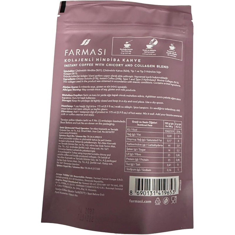 Farmasi Nutriplus Café Instantáneo Mezcla de Achicoria con Colágeno 100g
