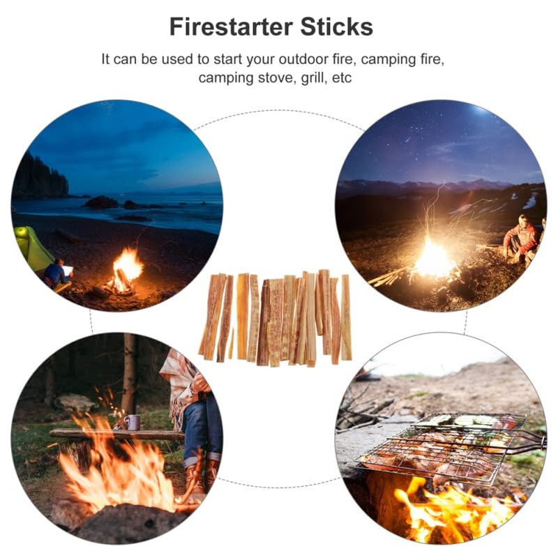 Operitacx 1set Kindling Wood Stick, Natural Flame Firelighters, Outdoor Fire