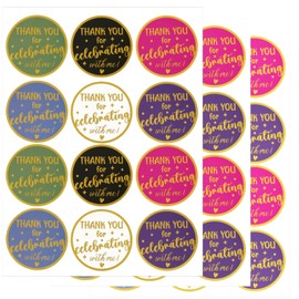 120PCS Thank You for Celebrating with Me Sticker, 2 inch Large Round Celebrating Stickers, Self Adhesive Gold Foil Stamping Thank You Label Stickers for Wedding, Birthday, Baby Shower, Party Favors