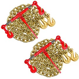 Chain Binder 3/8" -1/2" Grade 70 and 3/8"Ã10ft Chains Includes (2) Binders and (2) Chains for Industrial Agricultural Towing Applications in Chain and Binder Kit