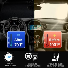 Front Windshield Sunshade fit for 2015-2024 Mini Cooper Cooper S Hardtop 4 Door Foldable Car Shade Automotive Windshield Sunshades Mini Cooper Windshield Sun Shade Keeps Your Vehicle Cool