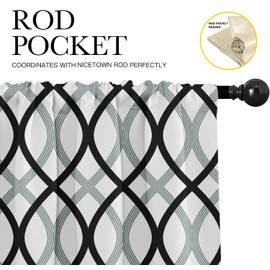 Emvency 2 Pack Valances Window Treatments Black and Gray Abstract Lines Blackout Drapes Adjustable Curtain Valances for Windows Living Room Kitchen Over Sink 18x52 Rod Pocket Valances
