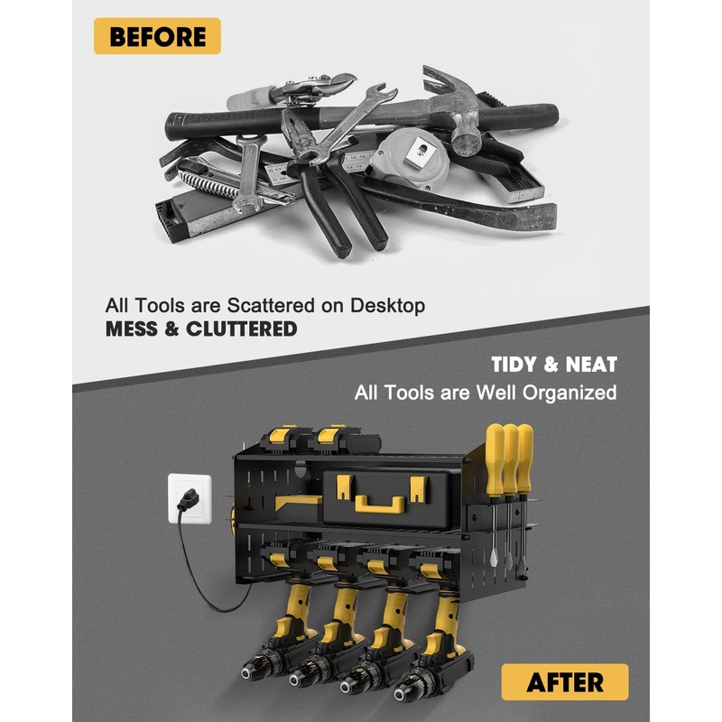 WellMall Power Tool Charging Station - 3 Layer Wall Mount