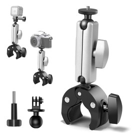 Action Camera Mount Motorcycle Bicycle Mount Camera Mount Clamp with 360° Ball Head Arm Magic Arm with Super Clamp Clamp Tripod for GoPro Hero, Insta360 X3, Monitor, Microphone, Flash Light