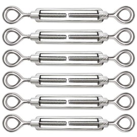 Pack of 6 M5 Rope Tensioners Stainless Steel 304 Turnbuckle Wire Tensioner Adjustable Turnbuckle Eyes and Eyes for Tensioned Rope to Sharpen and Elastic Effect Regulate Rope Accessories