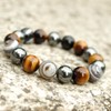 Gold Stone Tiger Eye Hematite Bracelet, 0.5 inches (12 mm),