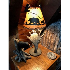 Rustic Bear Lamp Shade (Clip On) (9")