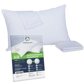 Sensalou Waterproof Cushion Cover Set of 2 in 7 Sizes – 50 x 70 cm Pillowcase White with Zip – Pillow Case Waterproof White Washable