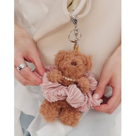 Ierlor IEROLOR Colombdor (W) Pleated Hair Scrunchie Pale Pink + Teddy Bear Keyring SET HL1H66123PNXXX