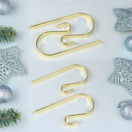 Homo Trends Christmas Stocking Holder Stocking Hangers for Fireplace 4 Pcs Christmas Metal Hooks Decorations for Mantle Hanging Christmas Stockings (Gold)