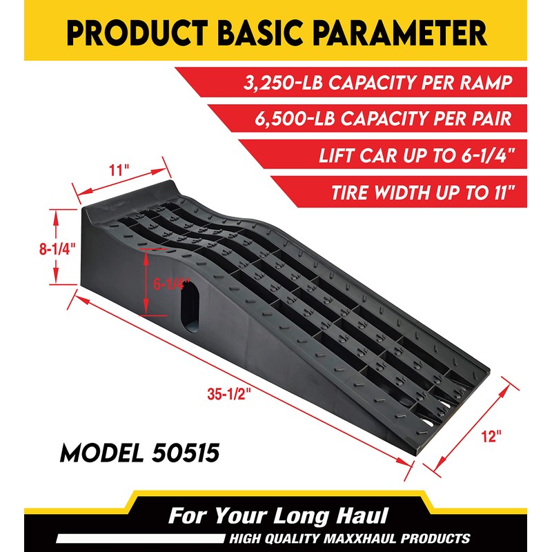 MaxxHaul 50515 6.25" Lift Car Ramps, 2-Pack – 13,000lb GVW,