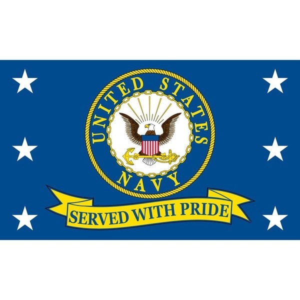 FindingKing United States Navy Served with Pride Flag with Grommets 3ft x 5ft