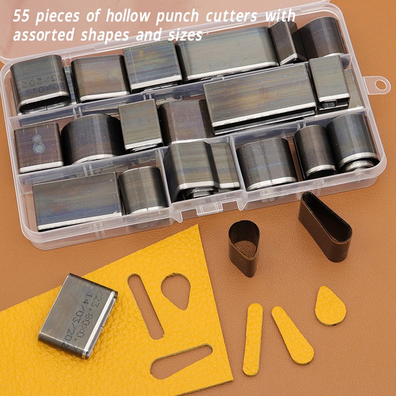 55Pcs Hollow Punch Cutter High Carbon Steel Rich Sizes Box