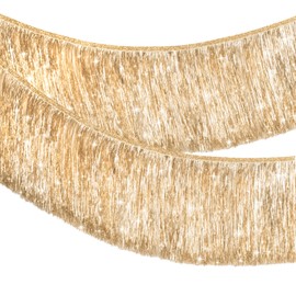 G2PLUS Champagne Gold Fringe Garland: Shiny Metallic Tinsel Decoration, 2 m Long, 20 cm Short for Birthday, Candy Bar, Wedding, Carnival, Party Cart, Bar