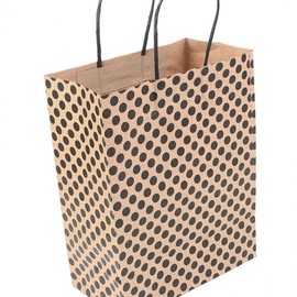 Polka Dot Kraft Paper Gift Bag - Natural Packaging for Presents Brown 6ea