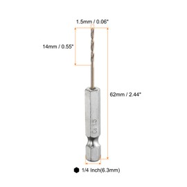 HARFINGTON 4pcs M35 High Speed Steel Cobalt Twist Drill Bit 1.5mm/0.06" Dia with Quick Change 1/4" Hex Shank Jobber Drill Bit for Metal, Steel, Copper, Aluminum, Zinc Alloy