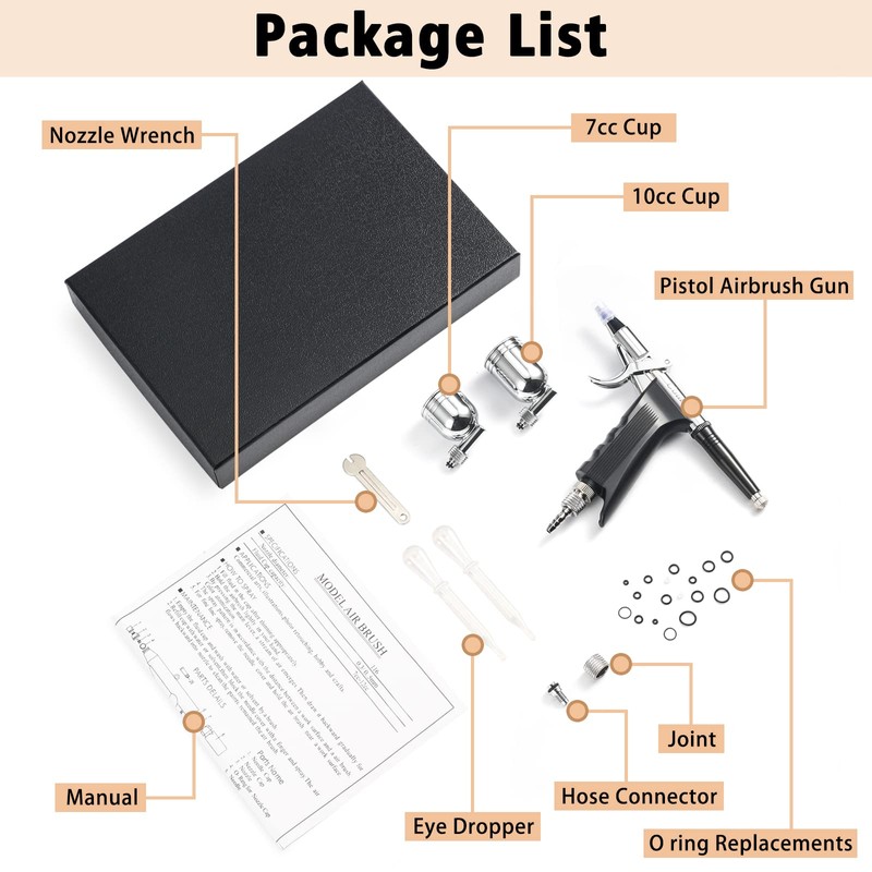 Uouteo Airbrush Trigger Gun Air Brush Gun with 0.3 mm