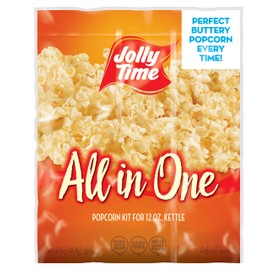 JOLLY TIME All in One Popcorn Kit, Portion Packets with Kernels, Oil and Salt for Movie Theater or Air Popper Machines (18 pack, 12oz Kettle)