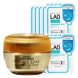 Tony Moly Intense Care Gold 24K Snail Cream + Master Lab Hyaluronic Acid Mask Sheet 10 sheets free / 토니모리 인텐스 케어 골드 24K 스네일 크림+마스터랩 히알루론산 마스크시트 10매 증정