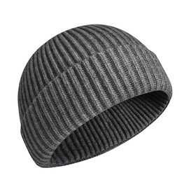 SUZALA Fisherman Beanie for Men and Women, Winter Hat, Unisex Roll Up Edge Knitted Hat, Low Brim, Hip Hop Grey