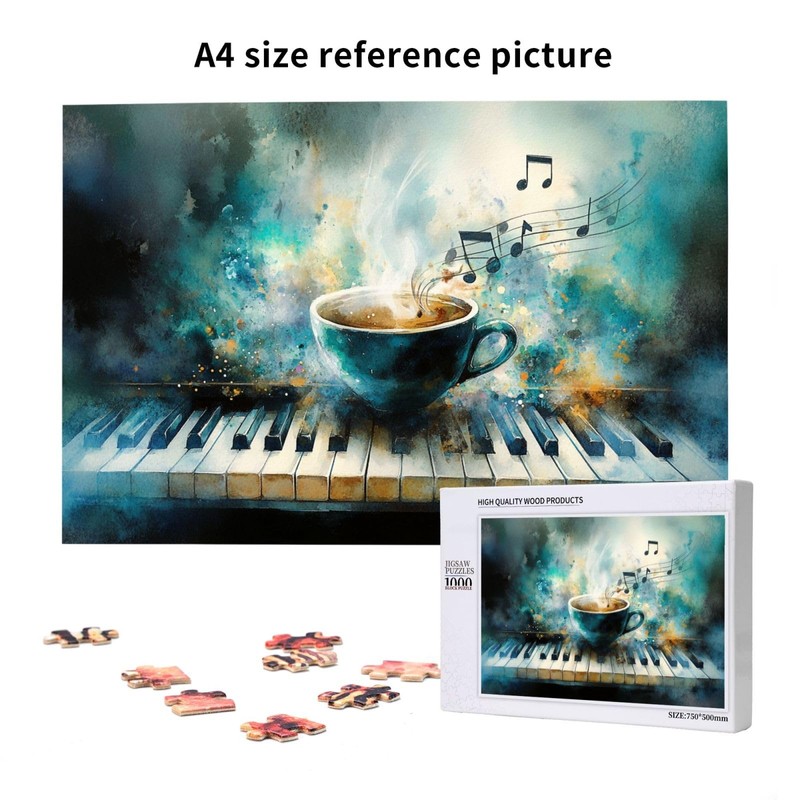 Wooden Jigsaw Puzzle 1000 Pieces for Adults, Elegant Piano Keyboard