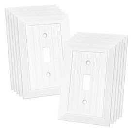 Modern Decorative Wall Plate Retro Wood Grain design Switch Cover Outlet Cover for Light Switch, Smart Switch, Dimmer, GFCI, USB Outlet (10 Pack, Single Toggle)