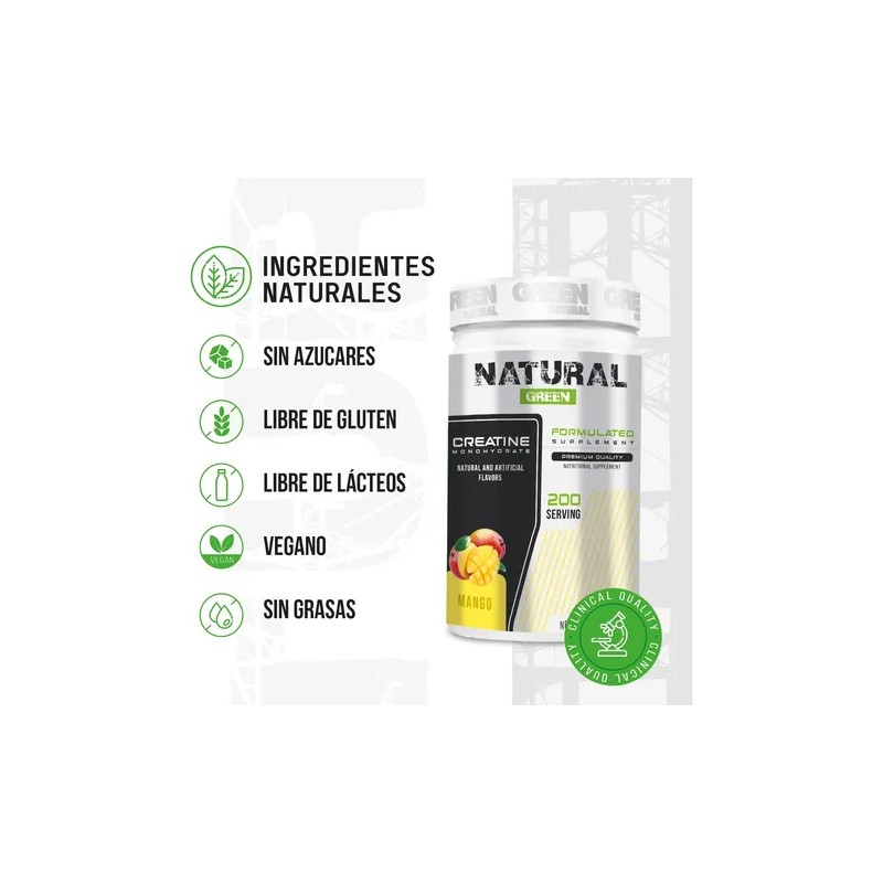 Creatina Monohidratada Green 1 Kg 200 Servicios Sabores