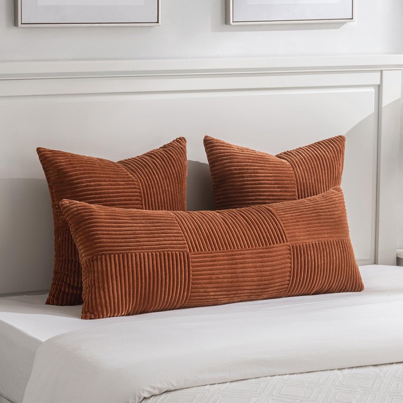 Fancy Homi 2 Packs Rust Boho Decorative Throw Pillow Covers