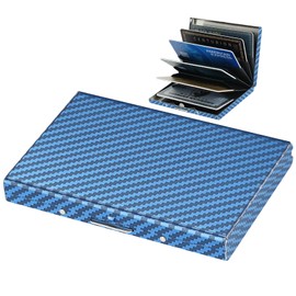 BONSYL® Credit Card Holder, RFID Blocking Slim Metal Credit Card Wallet, with 6 Card Slots, for Women and Men.(6 Slots/Blue)