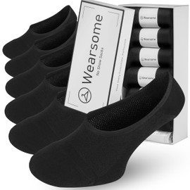 No Show Socks Men & Women - Non Slip Short Socks Low Cut Ankle No See Invisible in Loafer Sneaker Boat, 6 Pack, 9-10 Black