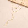 Picuzzy Lariat Gold Layered Necklace, Dainty 14K Gold Plated Long