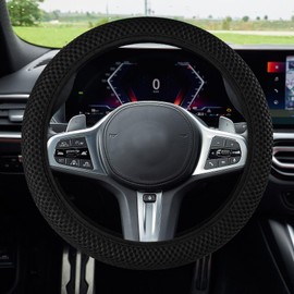 Car Steering Wheel Cover, Ice Silk 3D Massage Mesh Steering Wheel Protector, 14.5-15 Inch Breathable Anti-Slip Wheel Cover Without Inner Ring, Universal Accessories for Most Cars (Black)