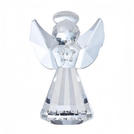 Jiskenis Decorative Crystal Angel Figurine Glass Angel Statue Ornaments, Clear Small Crystal Angel Figurines for Woman