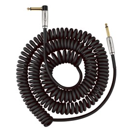 Augioth Curly Guitar Cable 20ft, Coil Electric Instrument Guitar Bass Cord AMP Lead 1/4 Straight to Angled Black